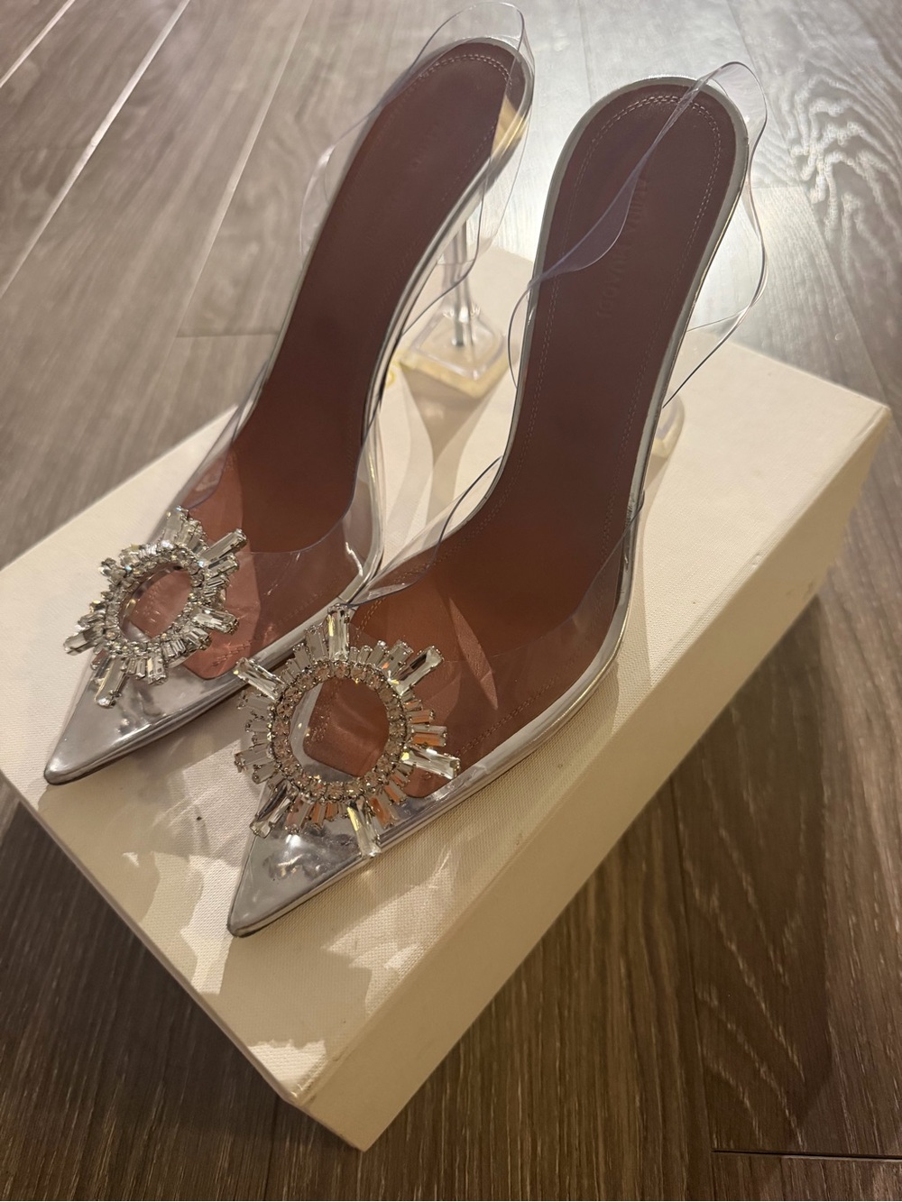 Amina Muaddi Begum Clear Crystal Pumps Size 41